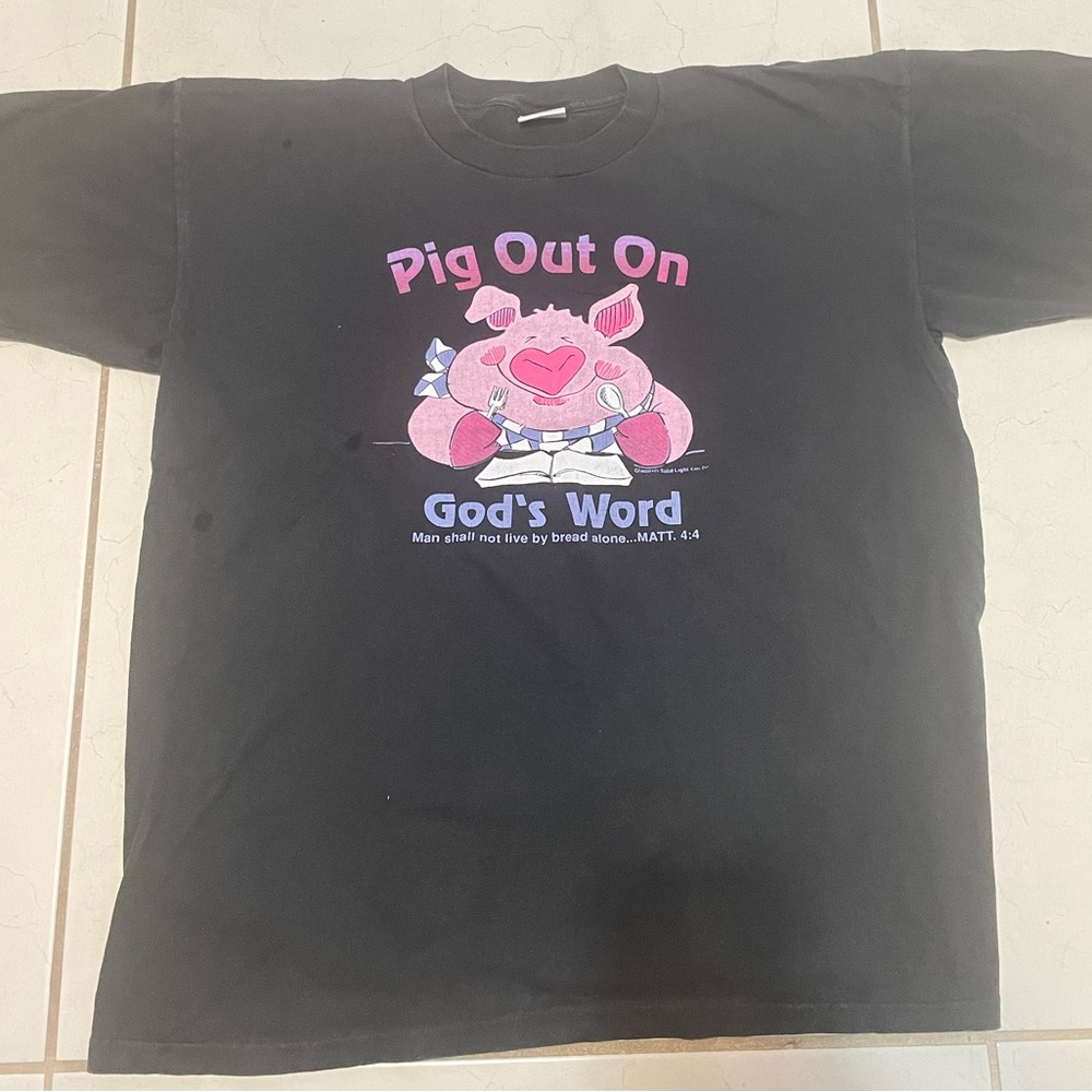 Vintage Pig Out On Gods Word Shirt Size XL